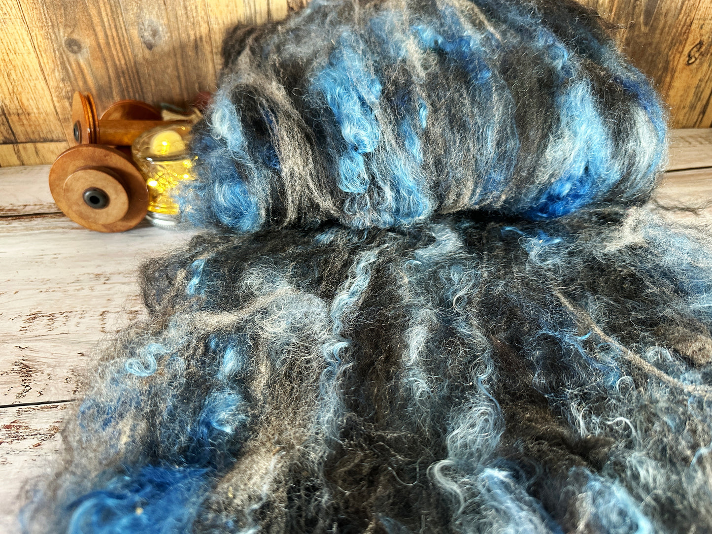 Mohair, Alpaca, and Southdown Wool Art Batt for Spinning or Felting