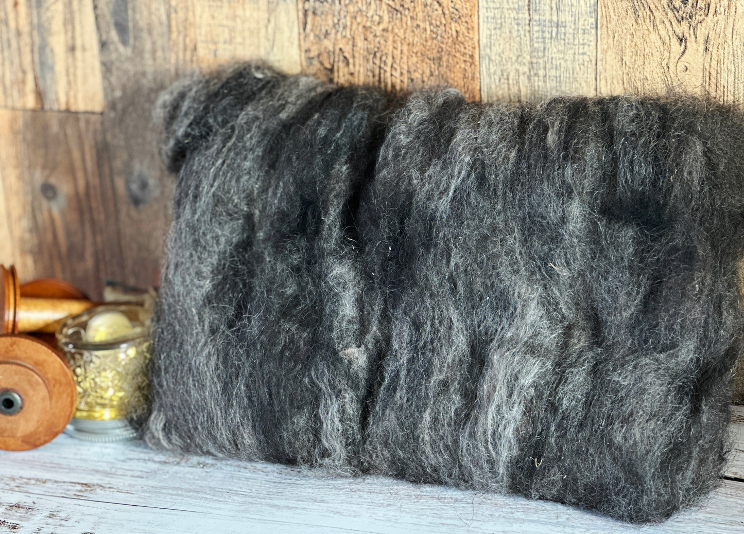 Mohair, Alpaca, and Southdown Wool Art Batt for Spinning or Felting
