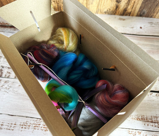 Beginner Turkish Drop Spindle Kit ~ Purple and Yellow