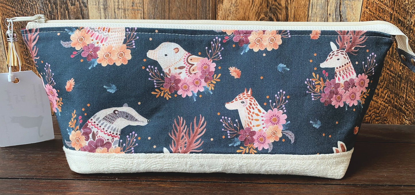 Deer and Woodland Friends Large Open Wide Spindle Bag