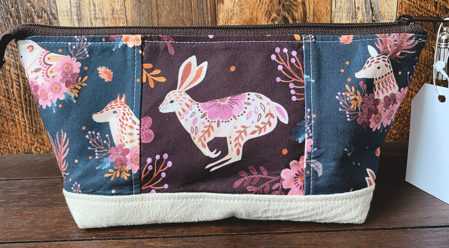 Rabbit and Woodland Friends Medium Open Wide Spindle Bag
