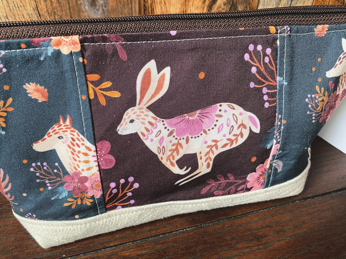 Rabbit and Woodland Friends Medium Open Wide Spindle Bag