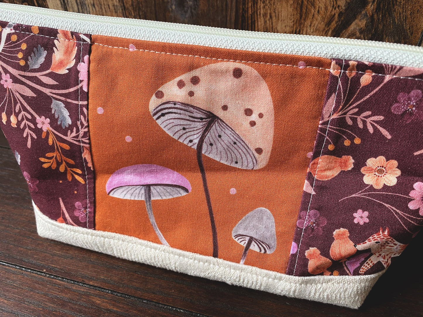 Mushroom and Woodland Friends Medium Open Wide Spindle Bag