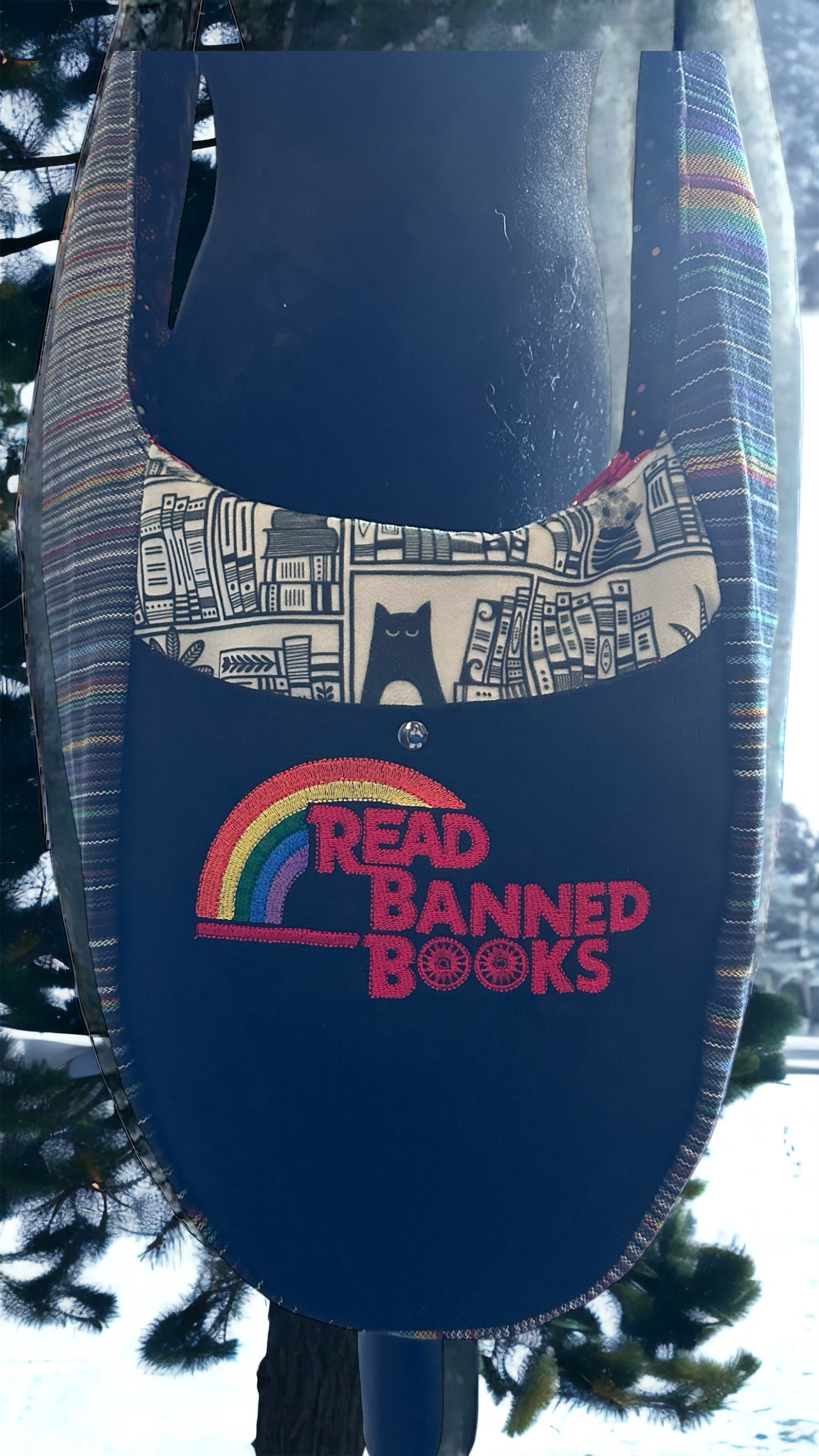 Read Banned Books Dark Rainbow Boho Crossbody Bag