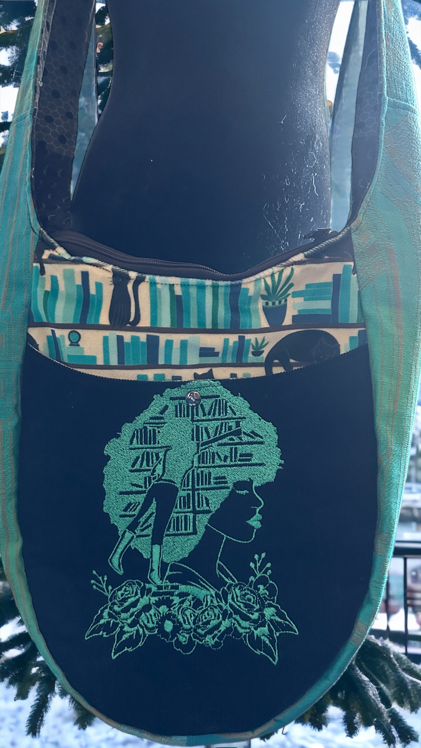 The Reader Boho and her Void Kitty Crossbody Bag