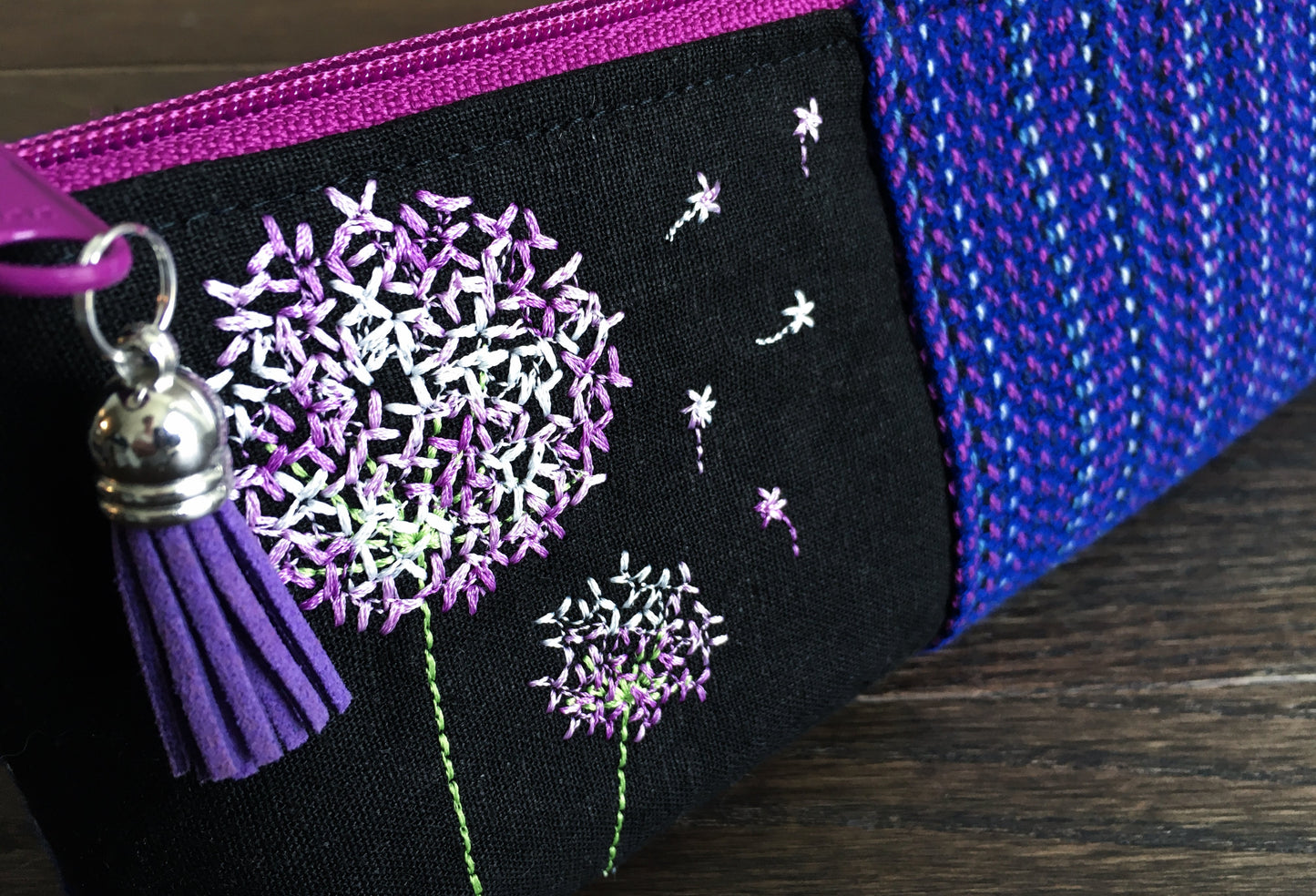 Violet Rainbow Dandelions Long and Lean Zipper Bag