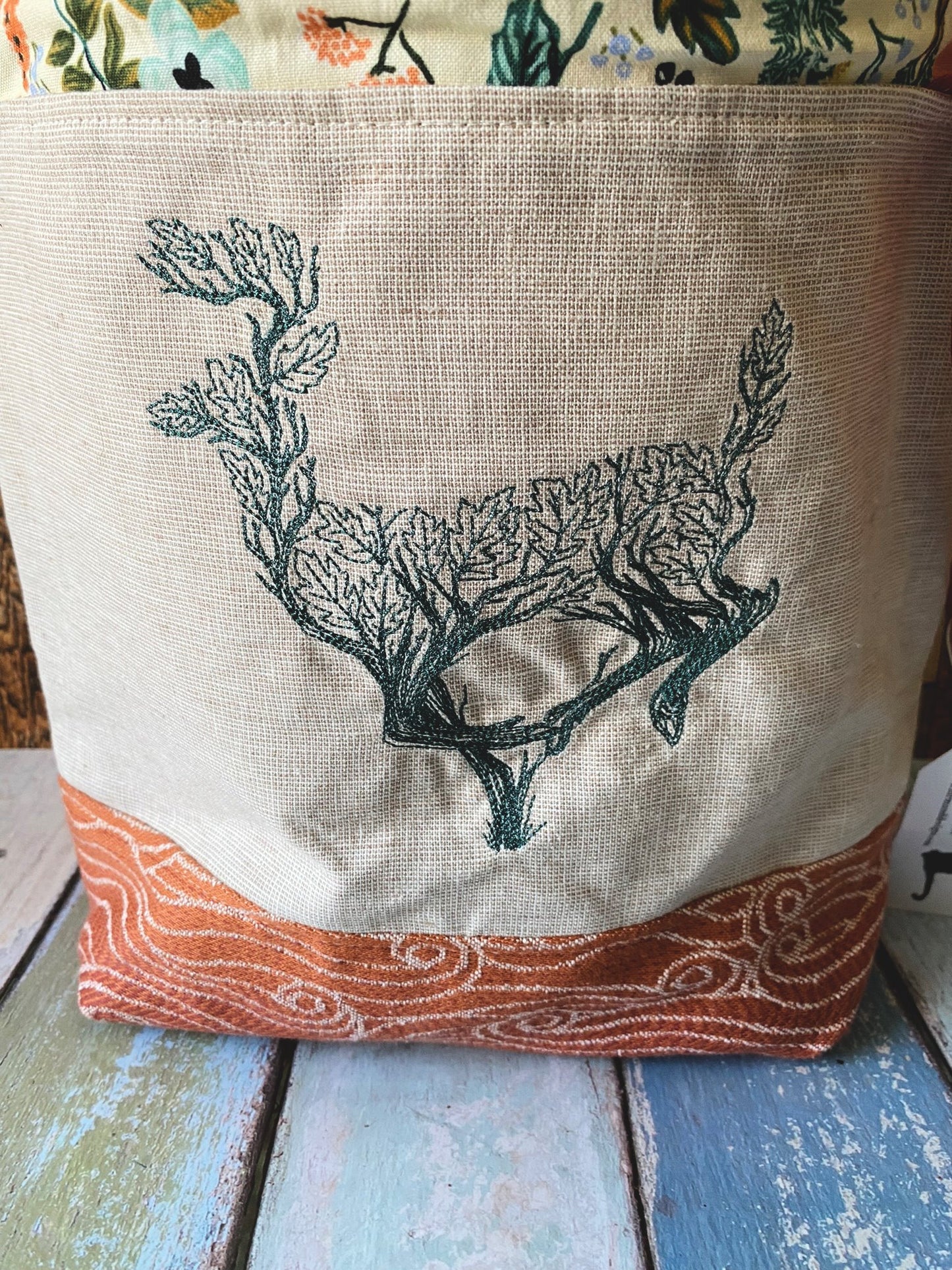 Deer and Floral Medium Project Bag