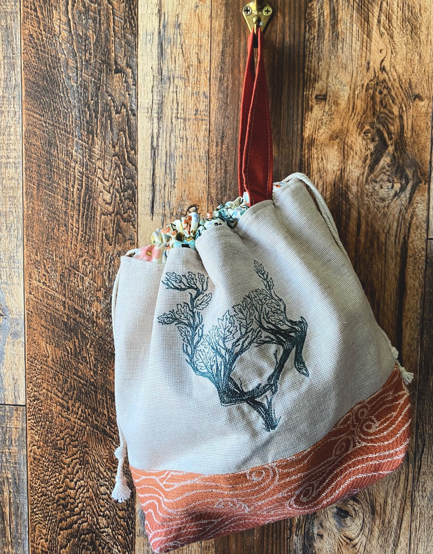 Deer and Floral Medium Project Bag