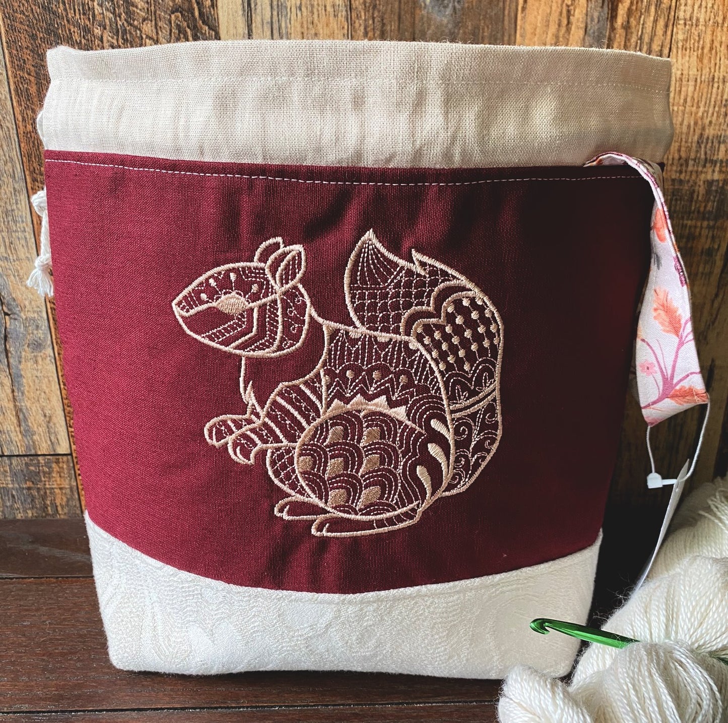 Squirrel and Forest Friends Medium Project Bag