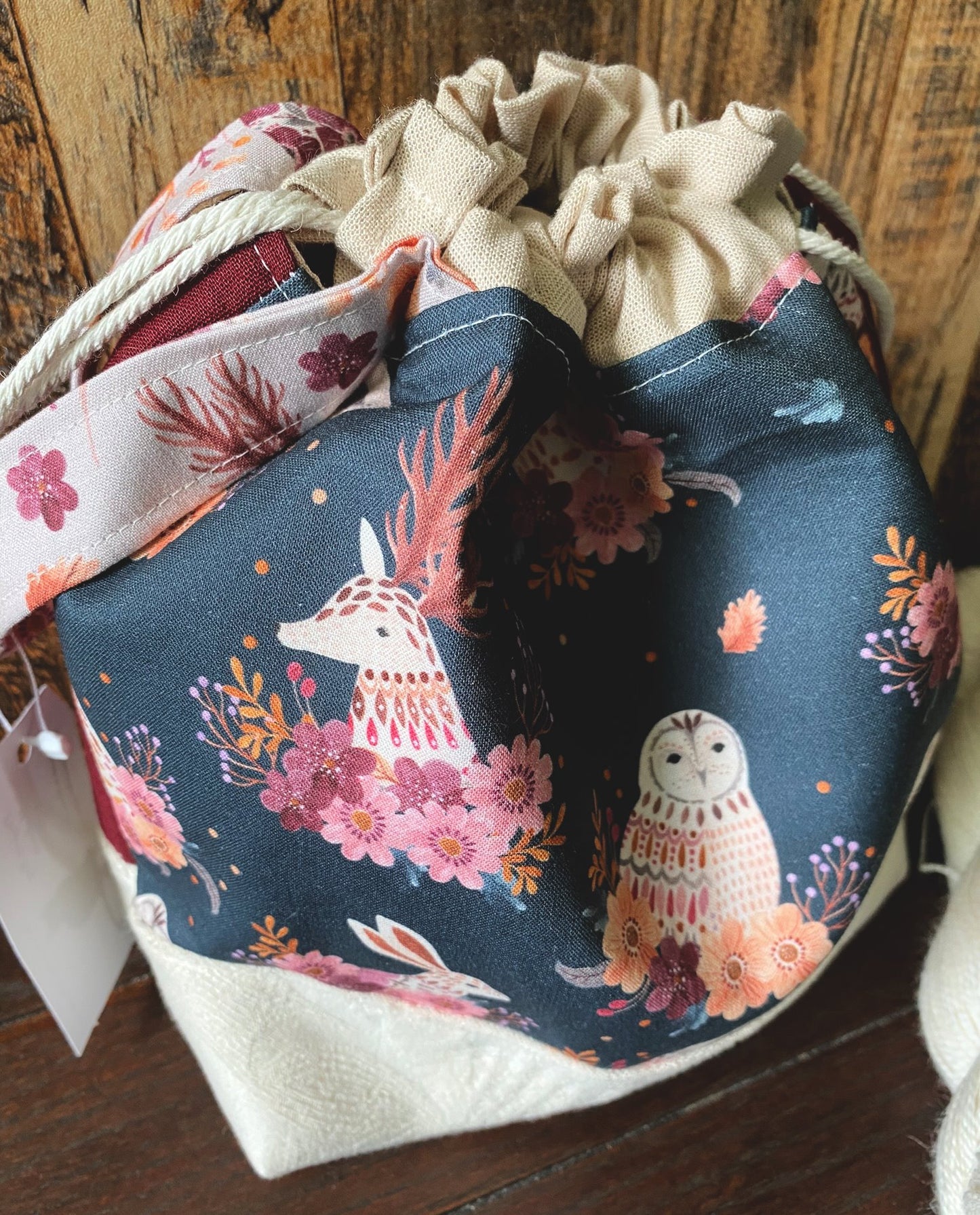 Squirrel and Forest Friends Medium Project Bag