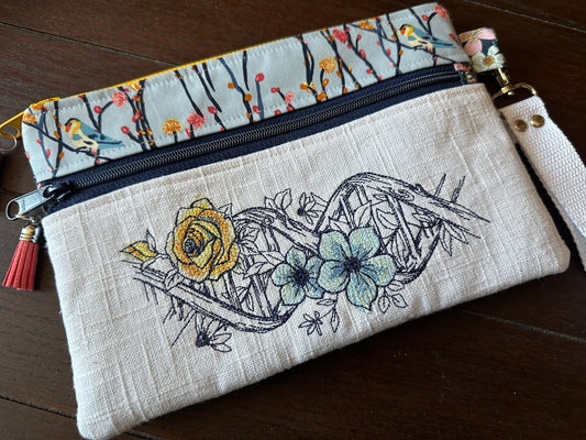 Gardening in my DNA Small Double Zipper Clutch and E-Reader Pouch
