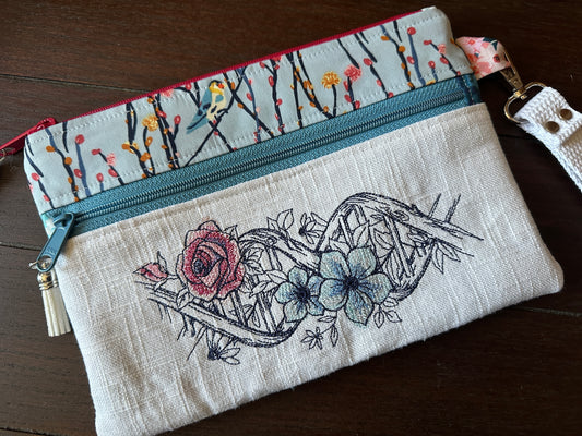 Gardening in my DNA Small Double Zipper Clutch and E-Reader Pouch
