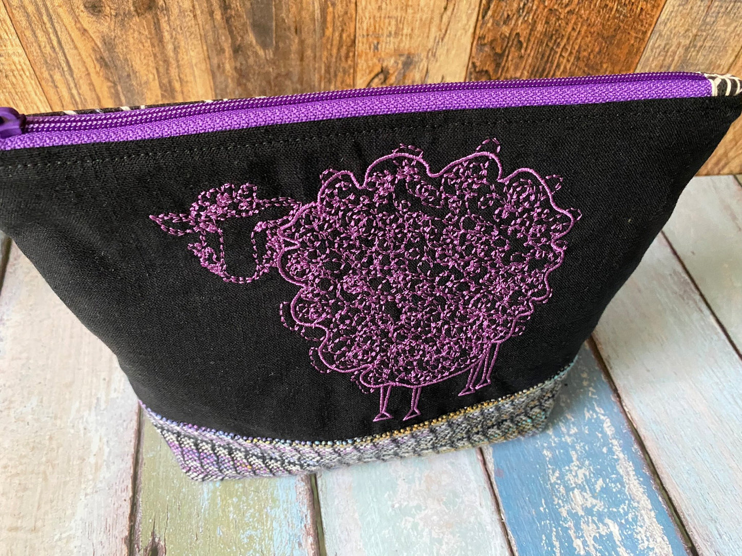 Purple Sheep Project or Cosmetic Zipper Bag