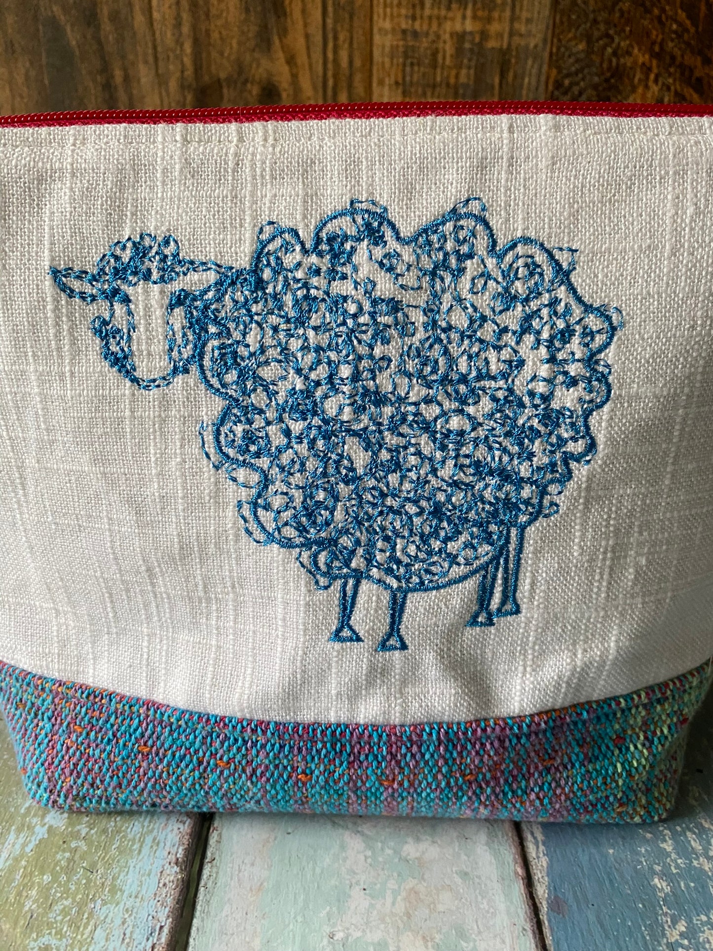 Blue Sheep Project or Cosmetic Zipper Bag