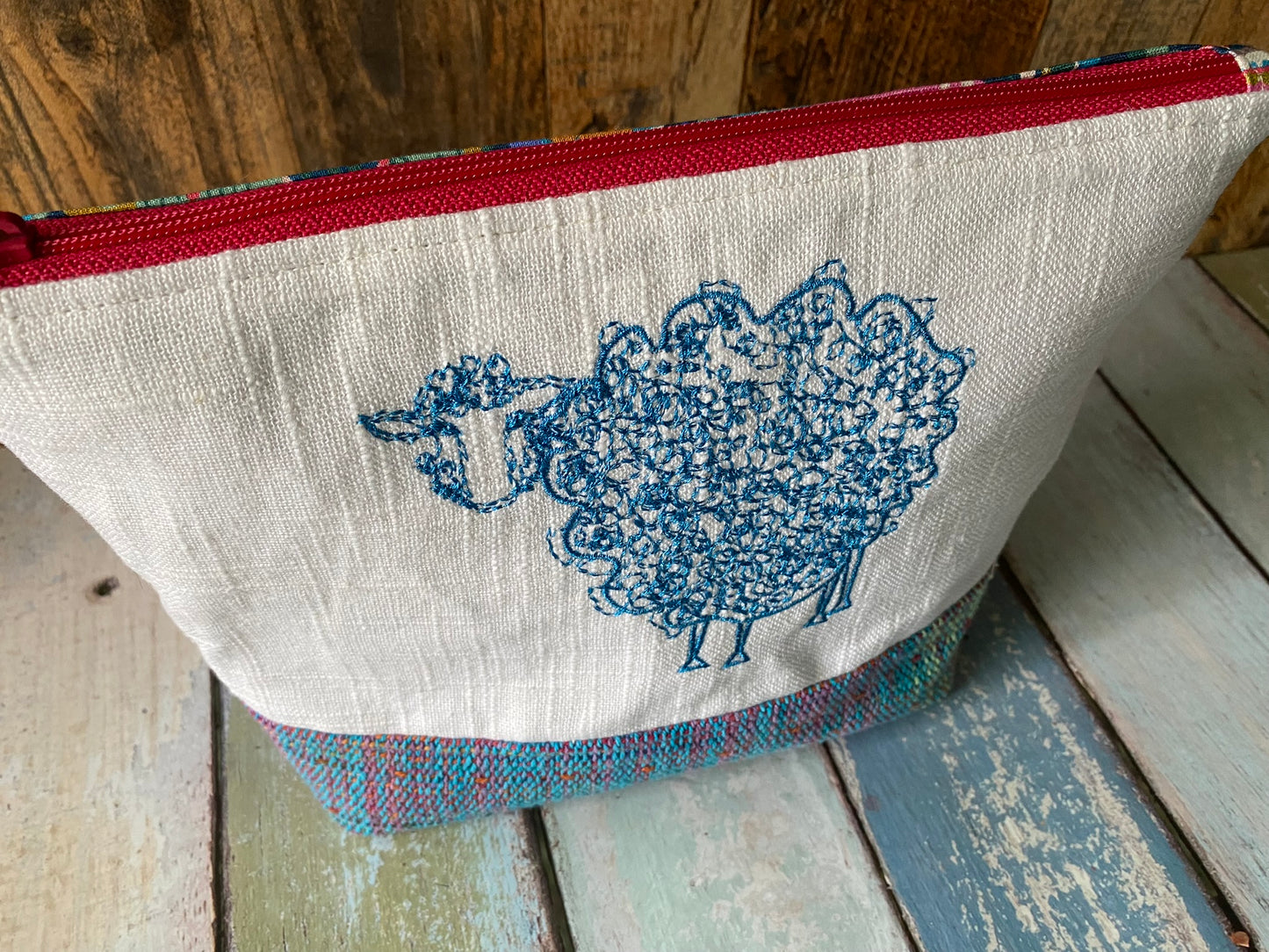 Blue Sheep Project or Cosmetic Zipper Bag