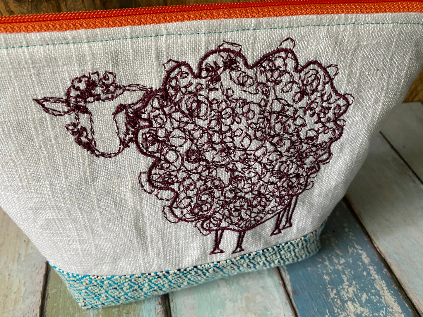 Maroon Sheep Project or Cosmetic Zipper Bag