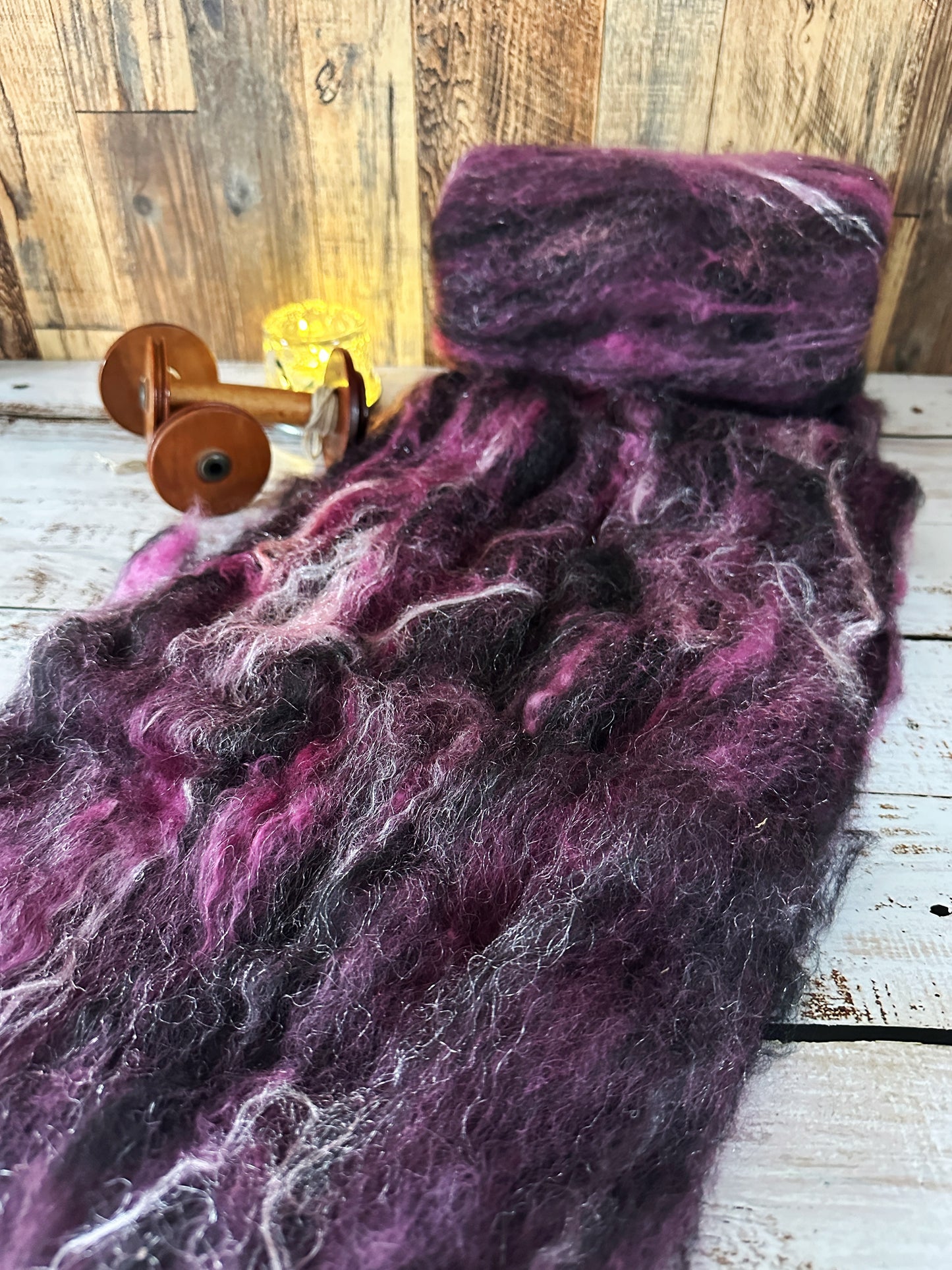 Mohair, Alpaca, Shetland Wool Art Batt for Spinning or Felting