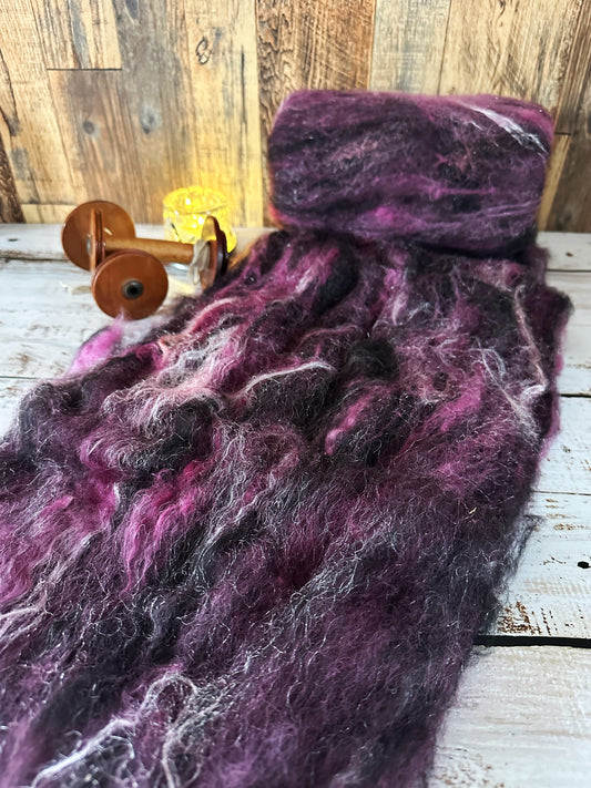Mohair, Alpaca, Shetland Wool Art Batt for Spinning or Felting