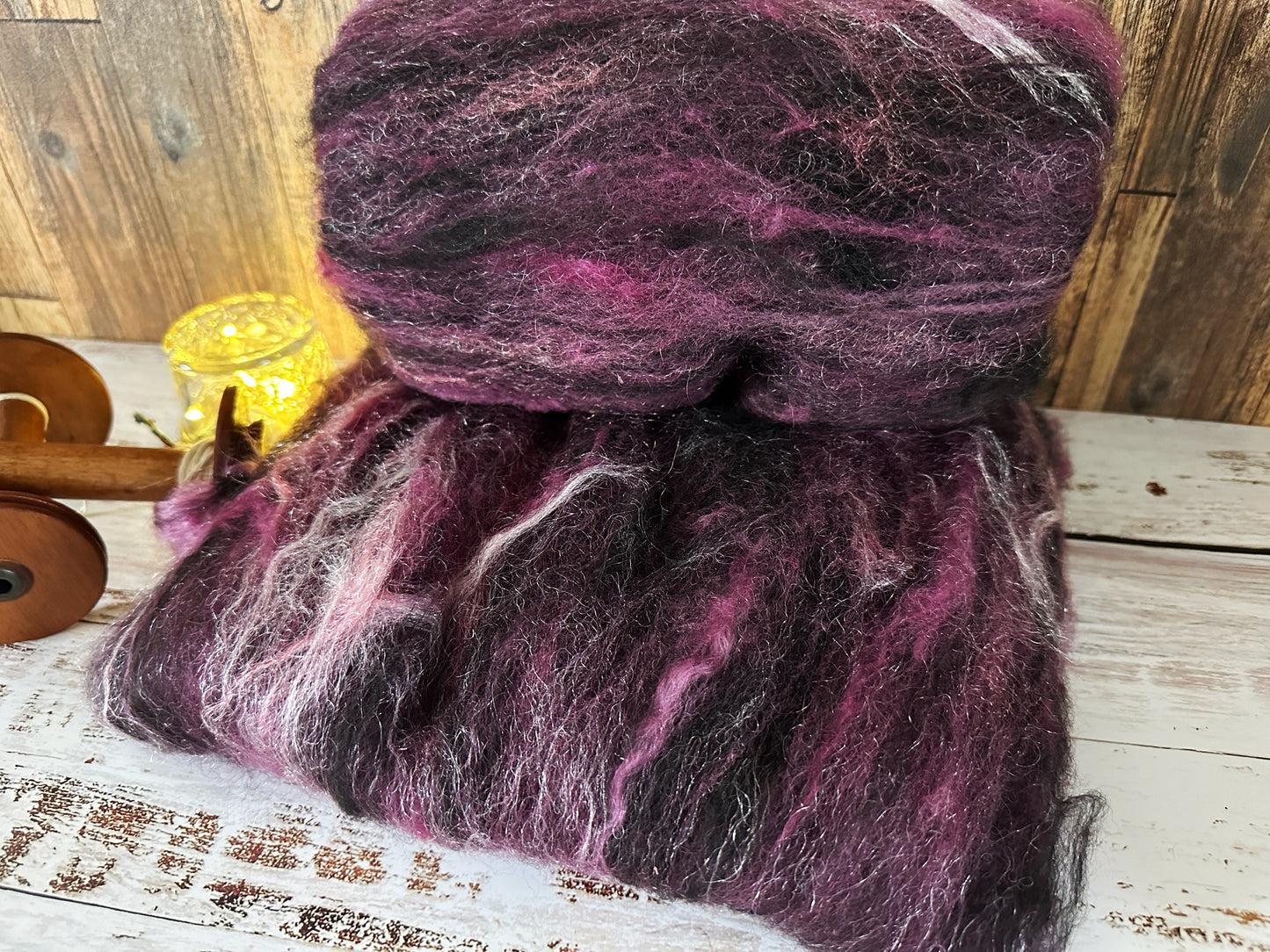 Mohair, Alpaca, Shetland Wool Art Batt for Spinning or Felting