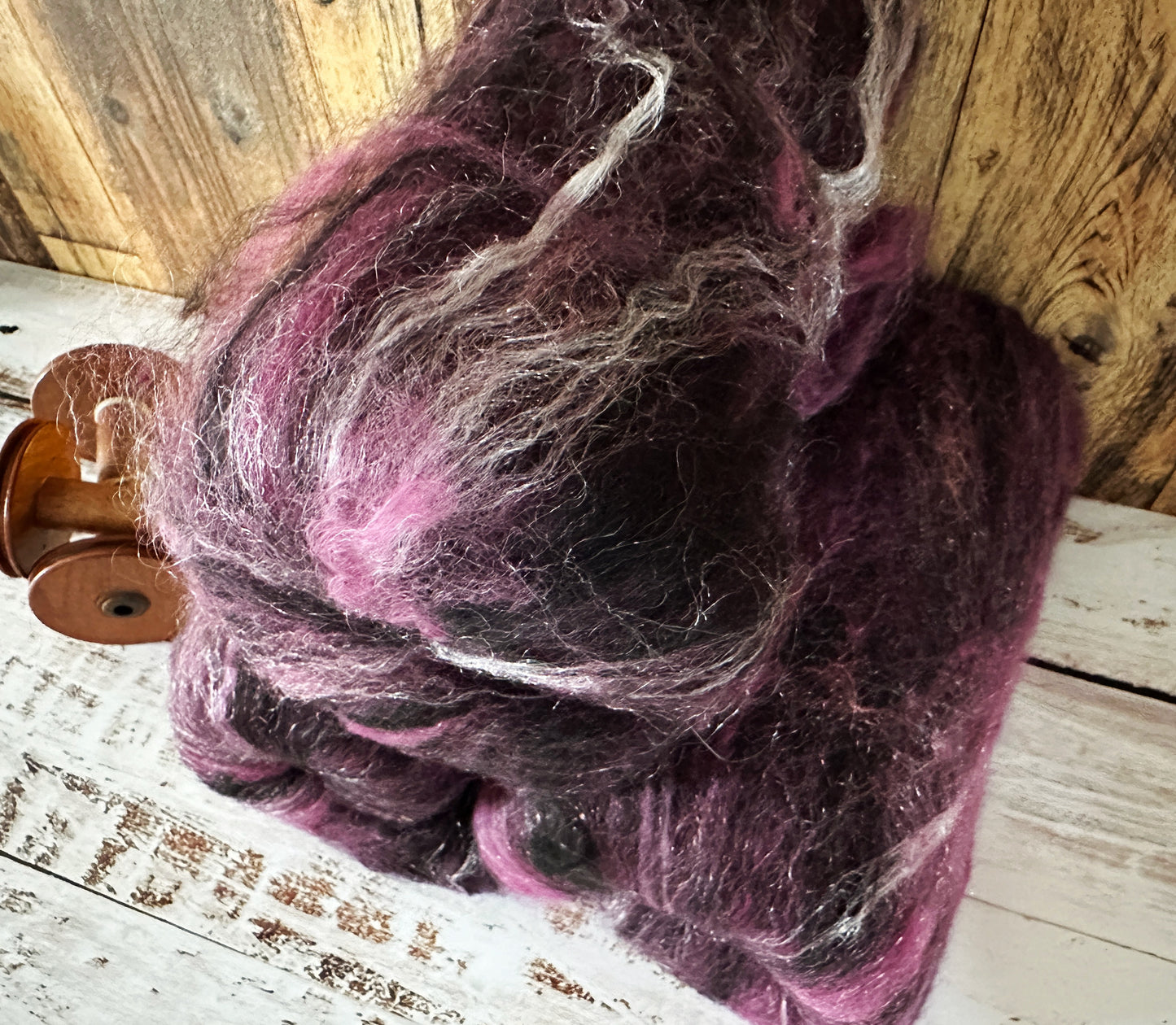 Mohair, Alpaca, Shetland Wool Art Batt for Spinning or Felting