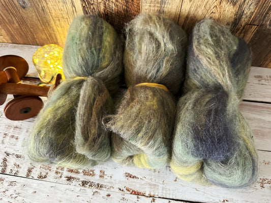 Llama and Flax Art Batt for Spinning or Felting
