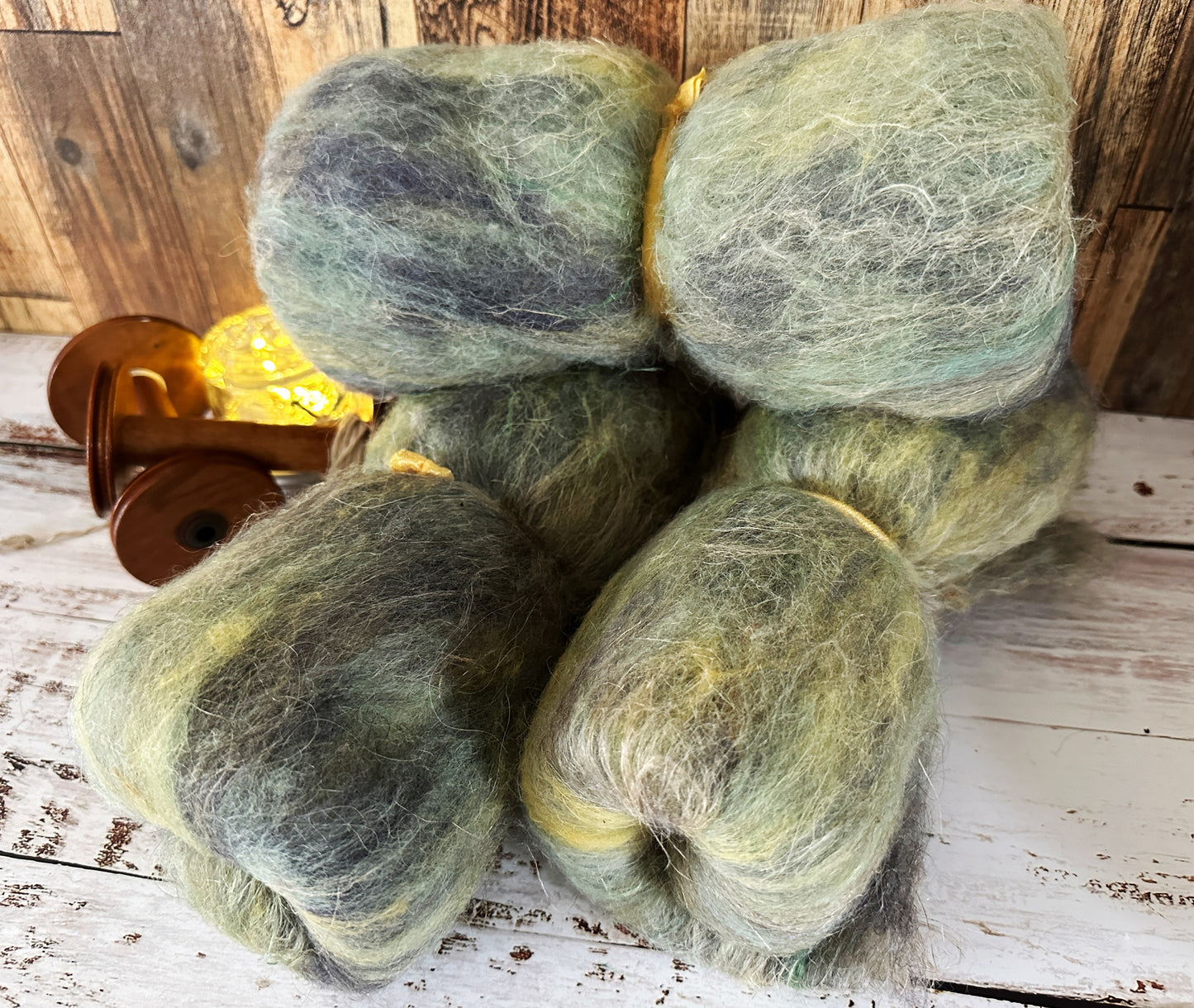 Llama and Flax Art Batt for Spinning or Felting