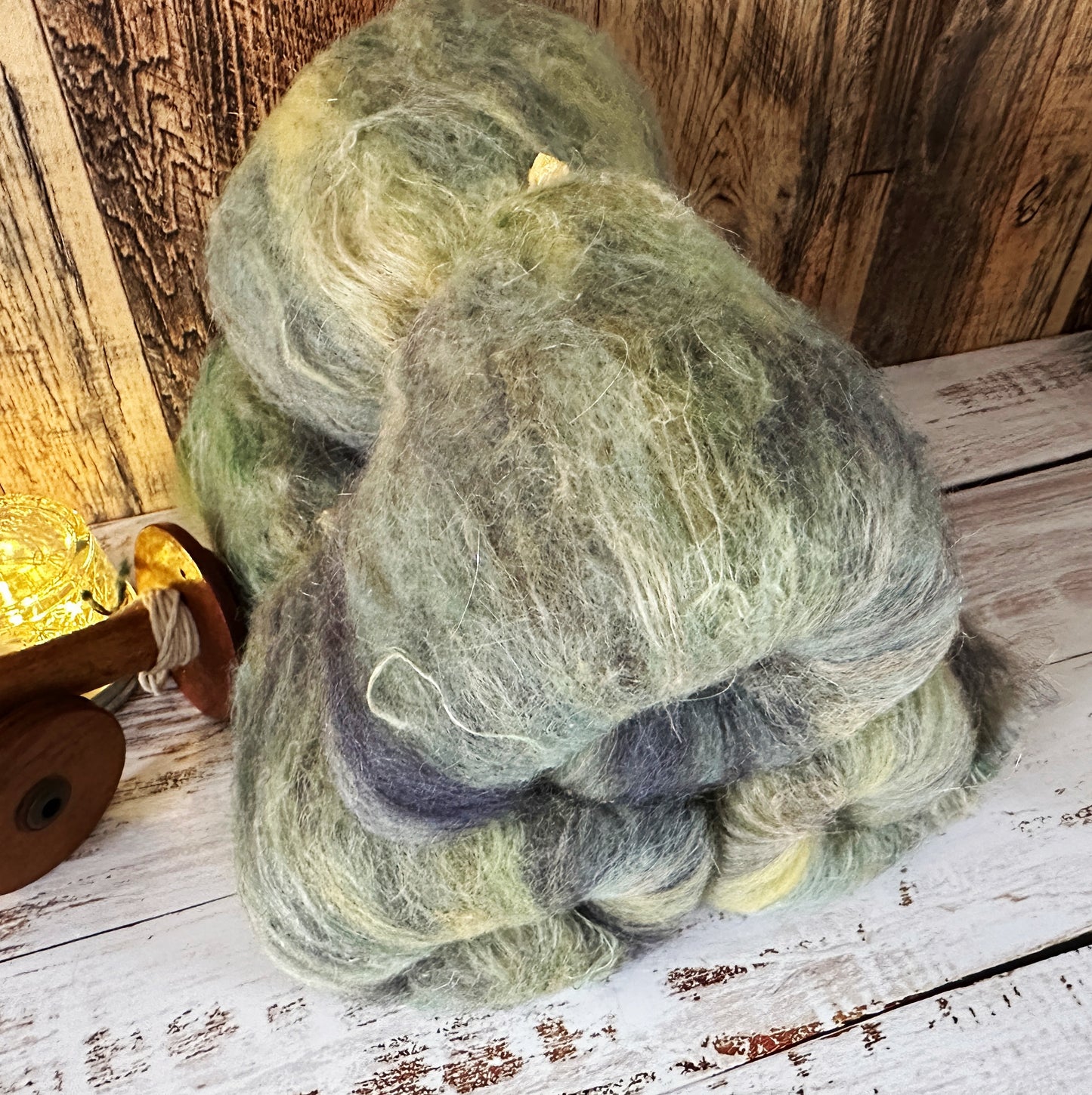 Llama and Flax Art Batt for Spinning or Felting