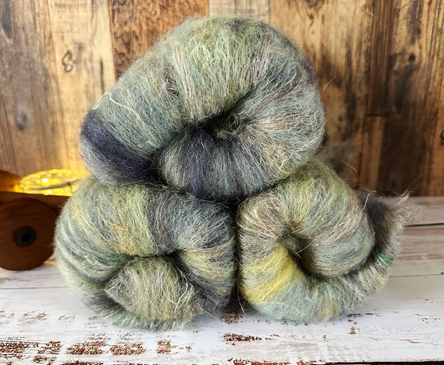 Llama and Flax Art Batt for Spinning or Felting