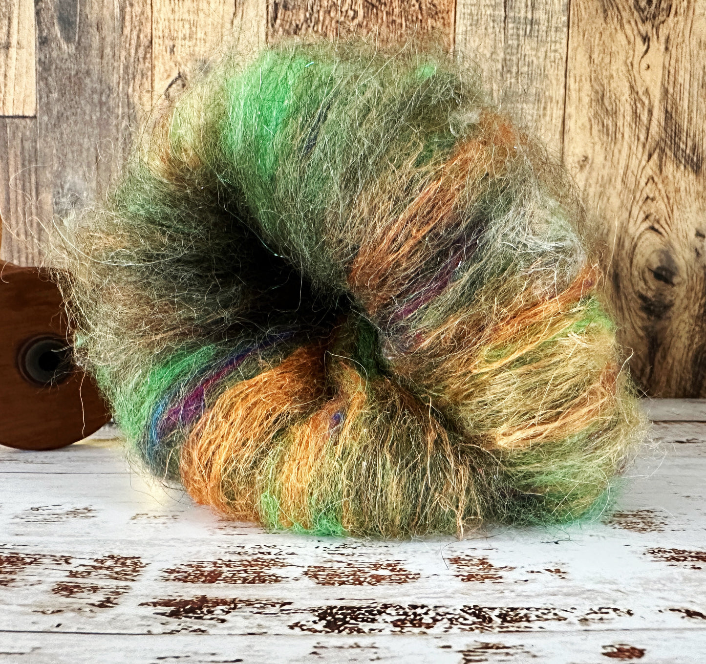 Llama, Flax, and Sari Silk Art Batt for Spinning or Felting