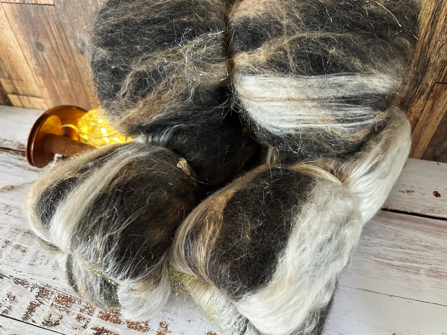 Mohair, Alpaca, and Mint Art Batt for Spinning or Felting