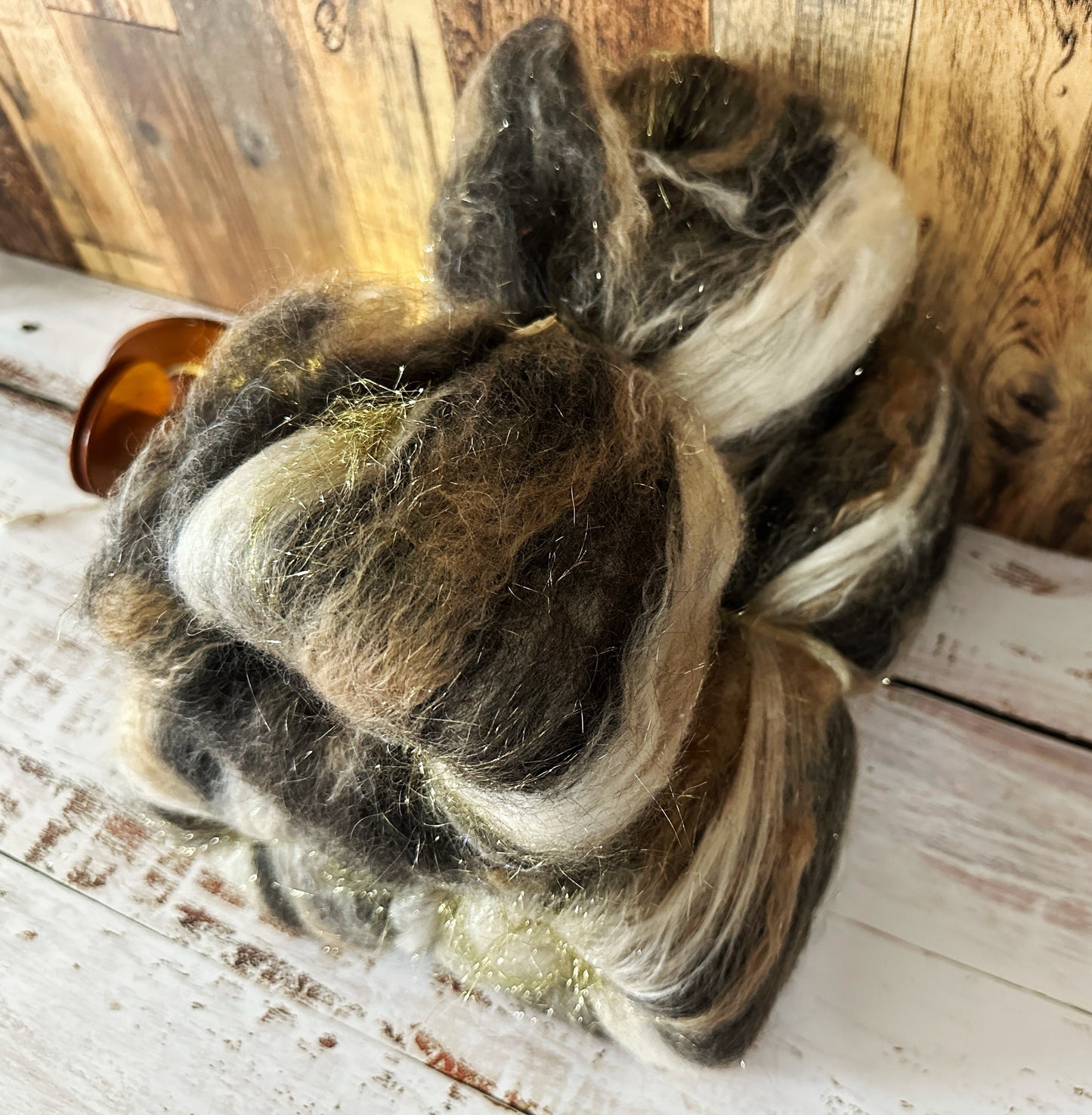 Mohair, Alpaca, and Mint Art Batt for Spinning or Felting