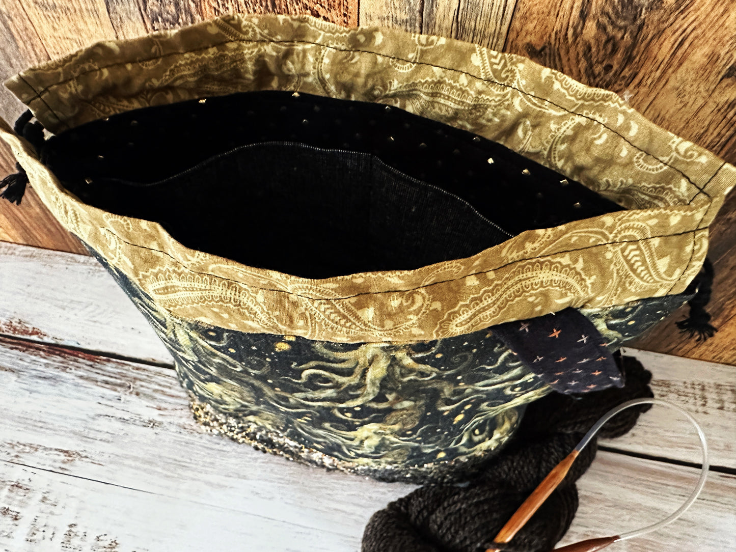 Eldritch Octopus with Handwoven Mohair Medium Project Bag