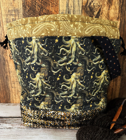 Eldritch Octopus with Handwoven Mohair Medium Project Bag