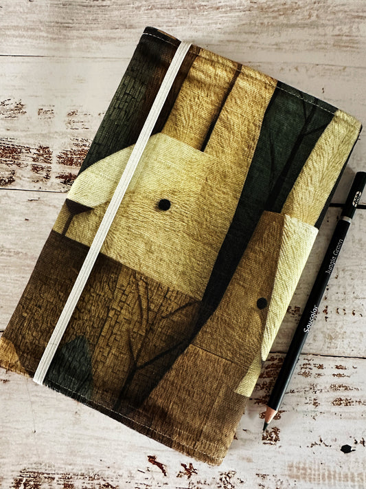 Bunnies and Rabbits with Handwoven Mohair Adjustable A5 Journal Cover