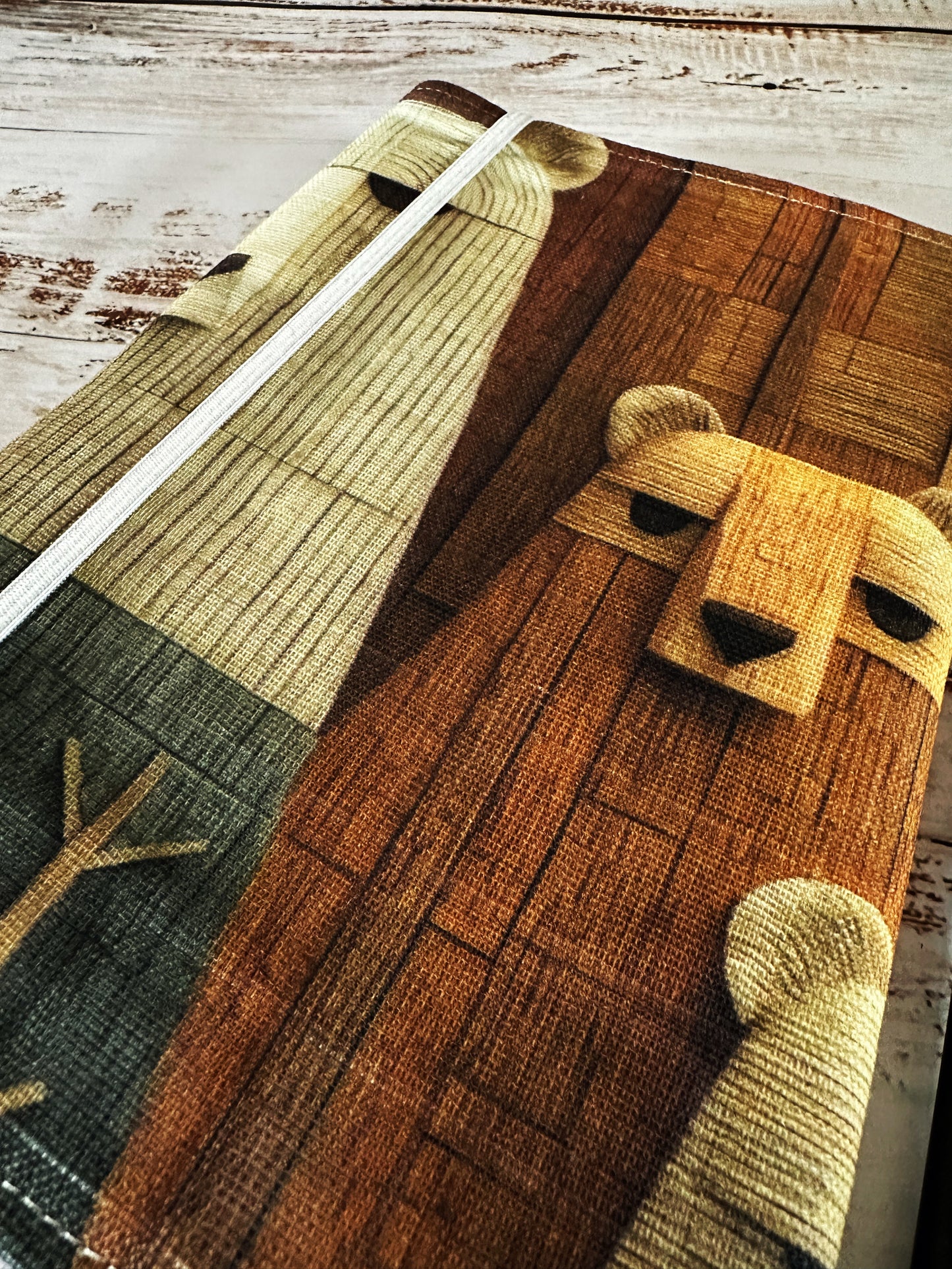 Bears in the Woods with Handwoven Mohair Adjustable A5 Journal Cover