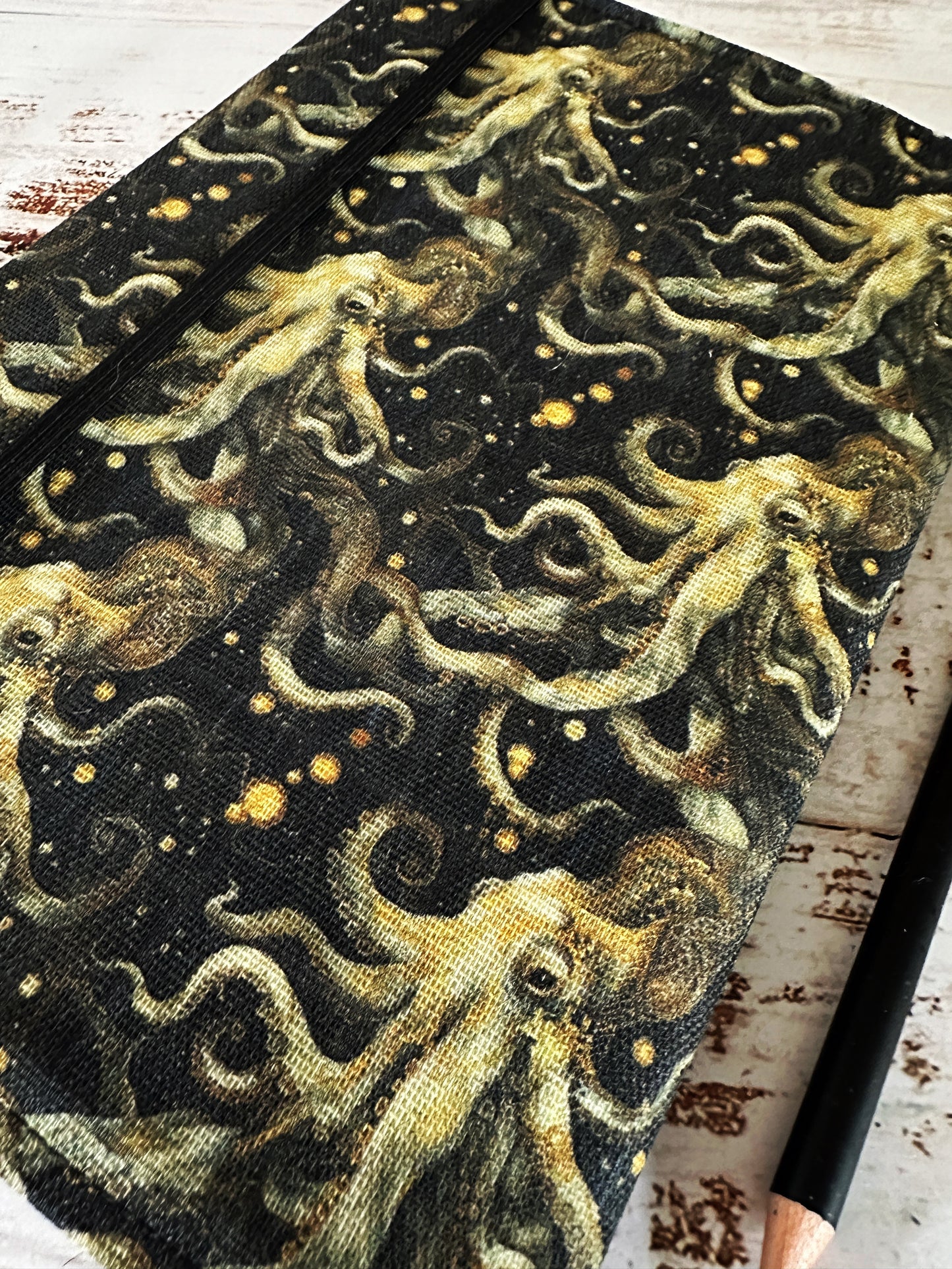 Eldritch Octopus with Handwoven Mohair Adjustable A5 Journal Cover