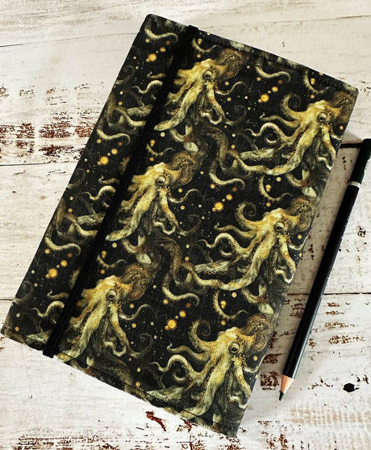 Eldritch Octopus with Handwoven Mohair Adjustable A5 Journal Cover