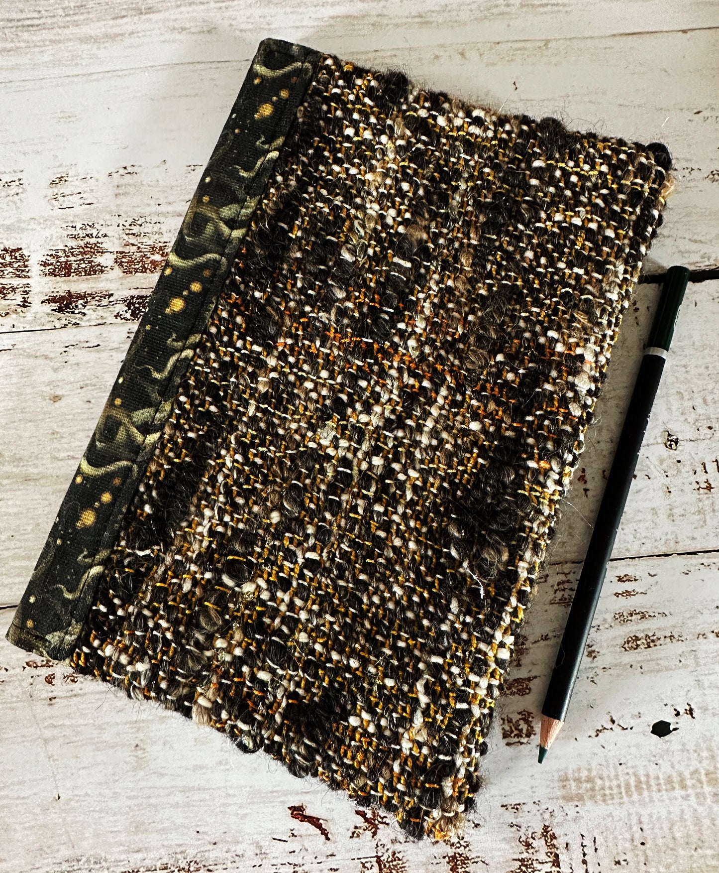 Eldritch Octopus with Handwoven Mohair Adjustable A5 Journal Cover