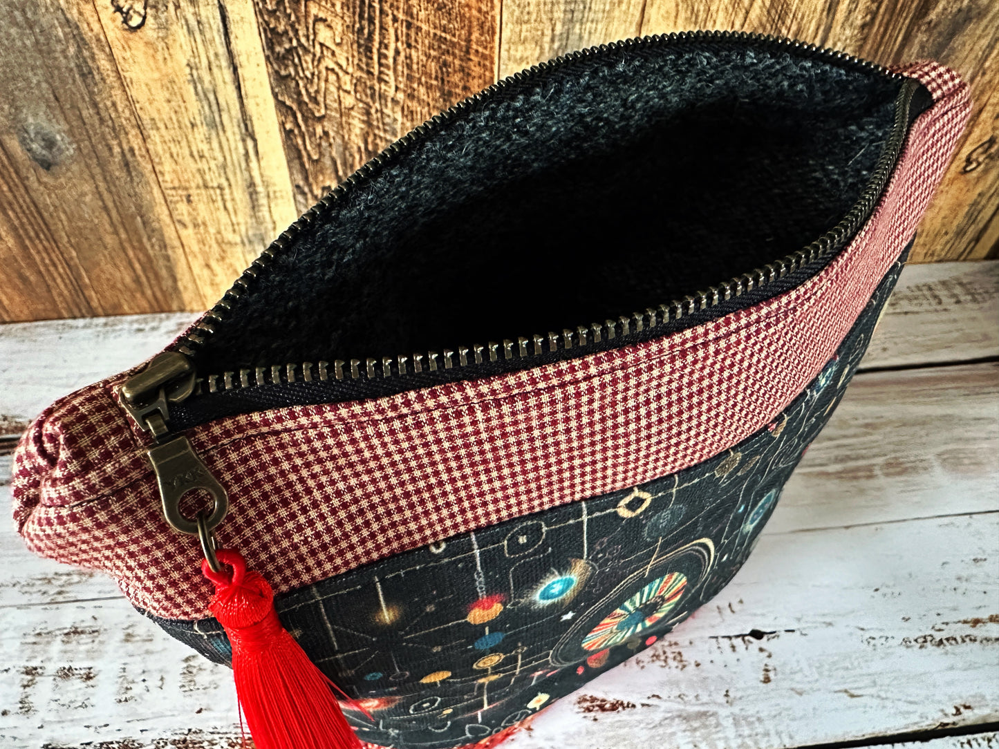 Cosmic Circuitry with Woven Alpaca Cosmetic or Zipper Bag
