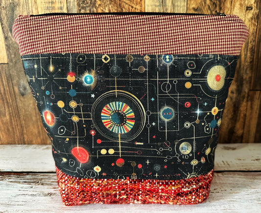 Cosmic Circuitry with Woven Alpaca Cosmetic or Zipper Bag