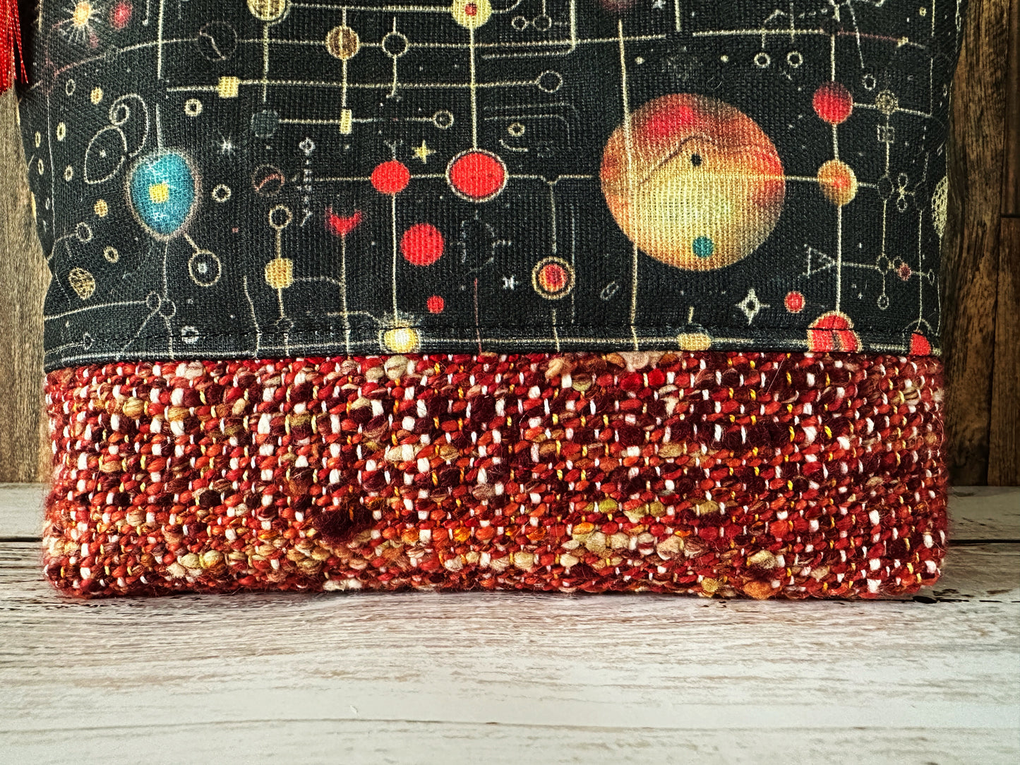 Cosmic Circuitry with Woven Alpaca Cosmetic or Zipper Bag