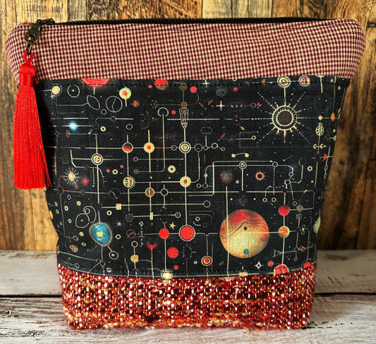 Cosmic Circuitry with Woven Alpaca Cosmetic or Zipper Bag