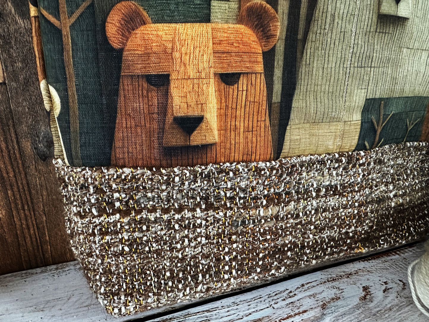Bears in the Woods with Handwoven Mohair Extra Large Tote