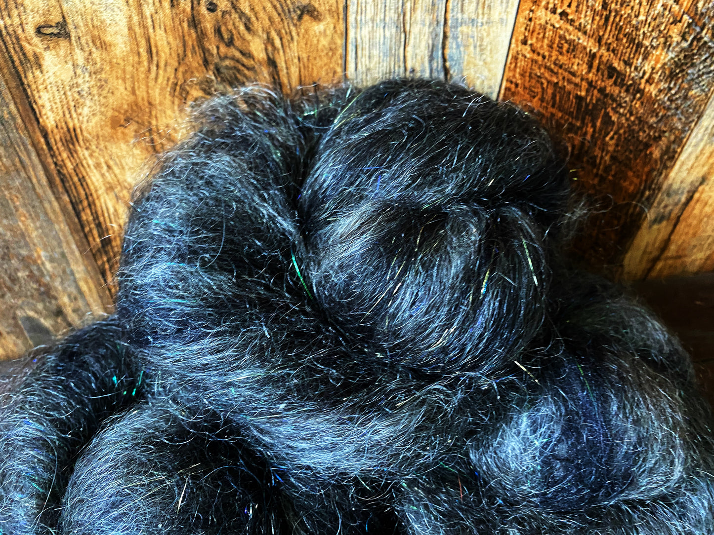 Mohair, BFL Wool, and Angelina Art Batt for Spinning or Felting ~ Bat Wing