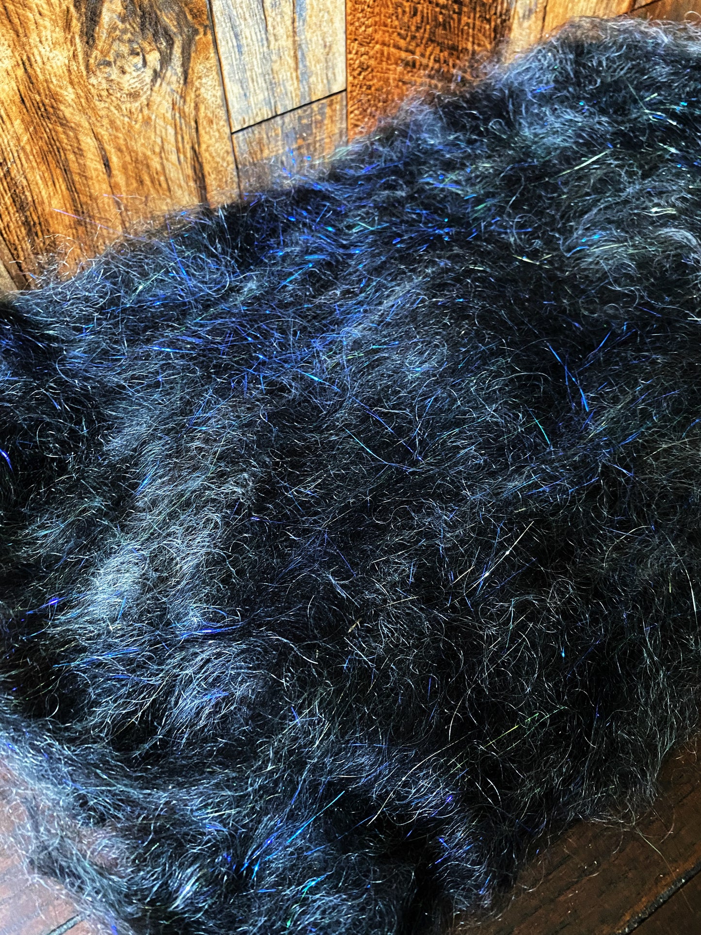 Mohair, BFL Wool, and Angelina Art Batt for Spinning or Felting ~ Bat Wing