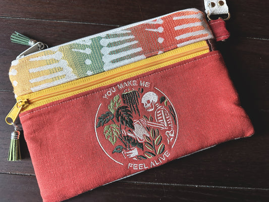 Plant Lovers Small Double Zipper Clutch and E-Reader Pouch