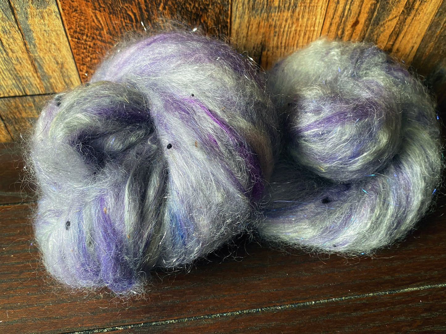 Mohair, Merino Wool, and Alpaca Art Batt for Spinning or Felting ~ Lilac Blossom