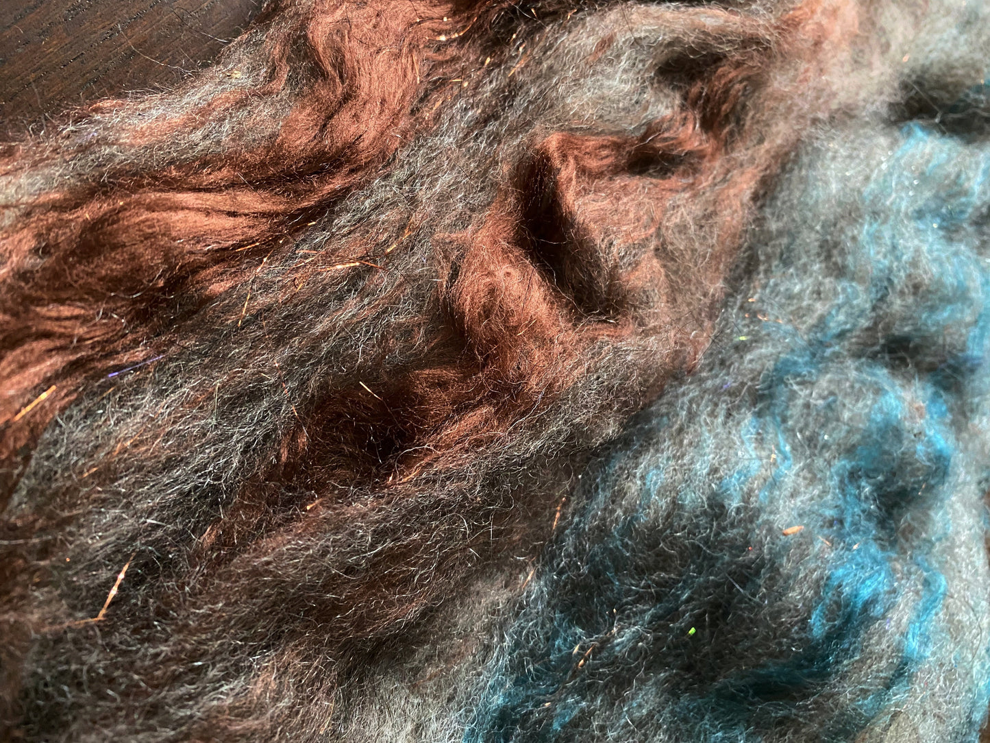 Mohair, BFL Wool, and Bamboo Art Batt for Spinning or Felting ~ Green Winged Teal