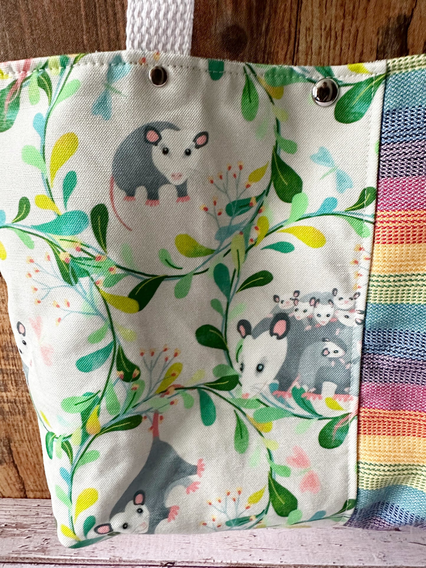 Adorable Opossum Tote Bag with Zipper Pocket Divider