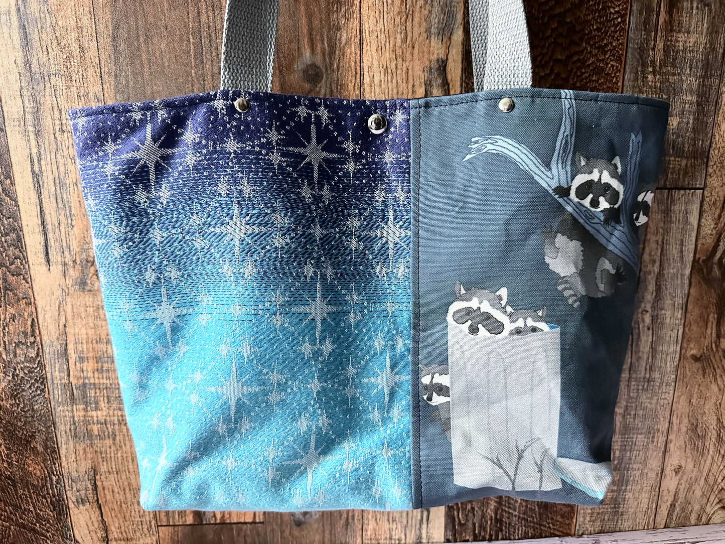 Raccoon Raid Tote Bag with Zipper Pocket Divider
